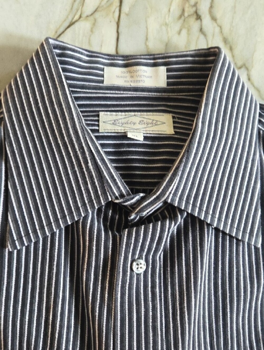 Eighty Eight Navy and White Striped Button-Up Shirt